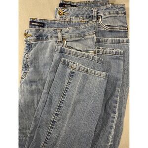 2 Pairs -Denim 24/7 Womens 16W Light Wash Straight Leg Stretch Jeans 49-1134